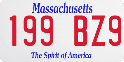 MA license plate 199BZ9