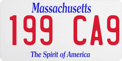 MA license plate 199CA9