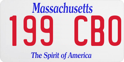 MA license plate 199CB0