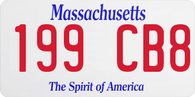 MA license plate 199CB8