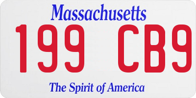 MA license plate 199CB9