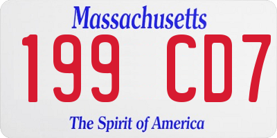 MA license plate 199CD7