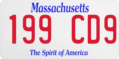 MA license plate 199CD9