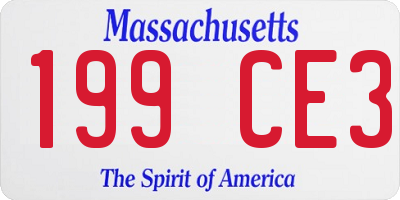 MA license plate 199CE3