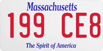 MA license plate 199CE8