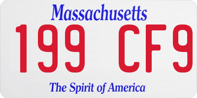 MA license plate 199CF9