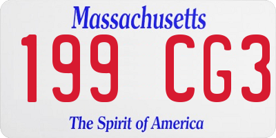 MA license plate 199CG3