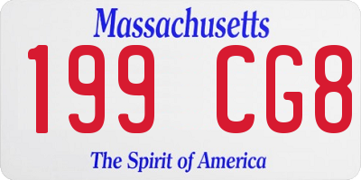 MA license plate 199CG8