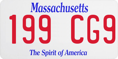 MA license plate 199CG9