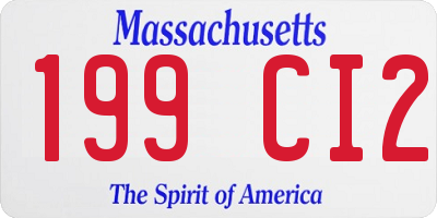 MA license plate 199CI2