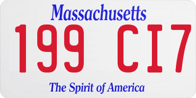 MA license plate 199CI7