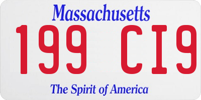 MA license plate 199CI9