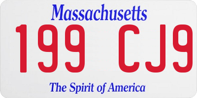 MA license plate 199CJ9