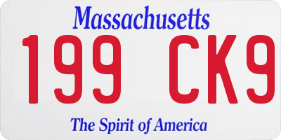 MA license plate 199CK9