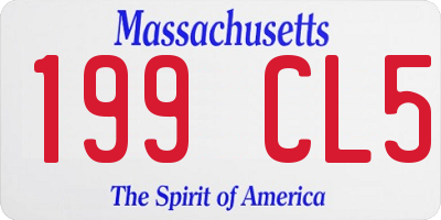 MA license plate 199CL5