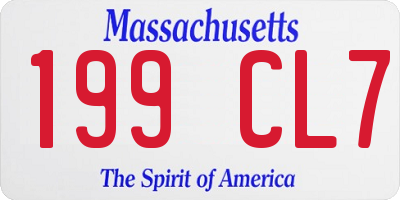 MA license plate 199CL7