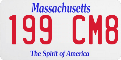 MA license plate 199CM8