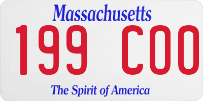 MA license plate 199CO0