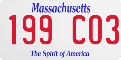 MA license plate 199CO3