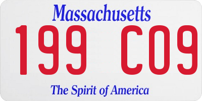 MA license plate 199CO9