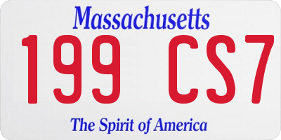 MA license plate 199CS7
