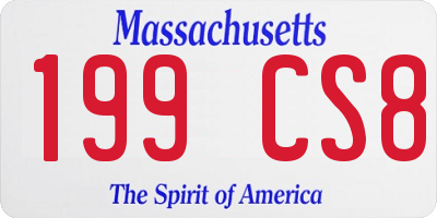 MA license plate 199CS8