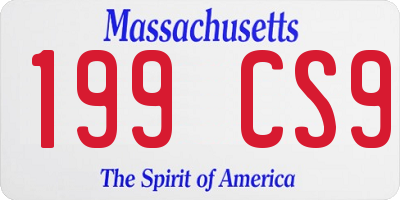 MA license plate 199CS9