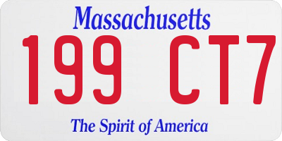 MA license plate 199CT7