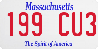 MA license plate 199CU3