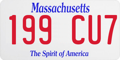 MA license plate 199CU7