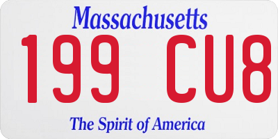 MA license plate 199CU8