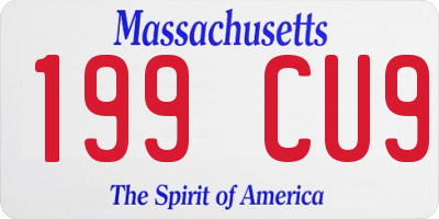 MA license plate 199CU9