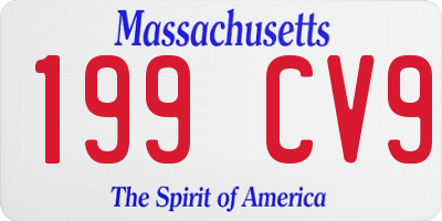 MA license plate 199CV9