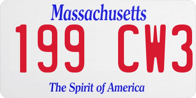MA license plate 199CW3