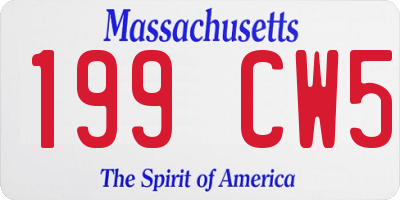 MA license plate 199CW5