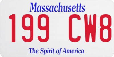 MA license plate 199CW8