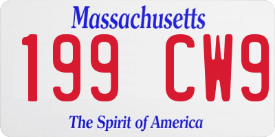 MA license plate 199CW9