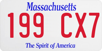MA license plate 199CX7
