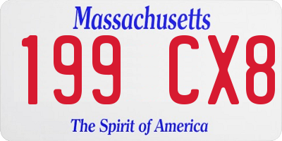 MA license plate 199CX8