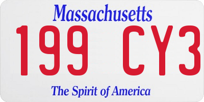 MA license plate 199CY3