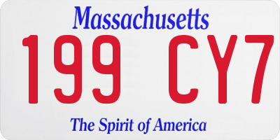 MA license plate 199CY7