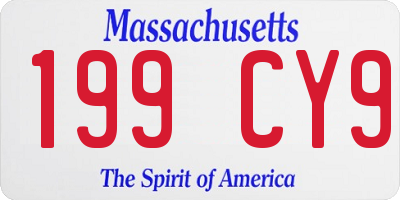 MA license plate 199CY9