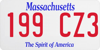 MA license plate 199CZ3