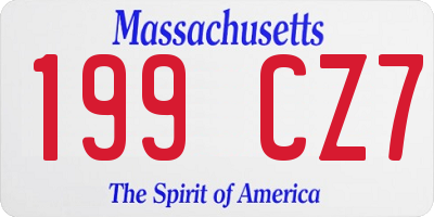 MA license plate 199CZ7