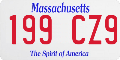 MA license plate 199CZ9