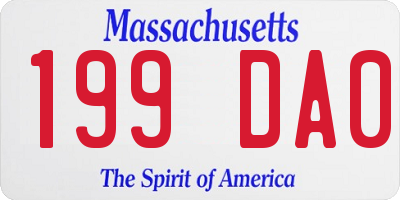 MA license plate 199DA0
