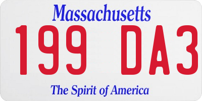 MA license plate 199DA3