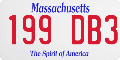 MA license plate 199DB3