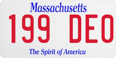 MA license plate 199DE0
