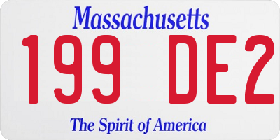 MA license plate 199DE2